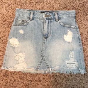 ripped blue jean skirt